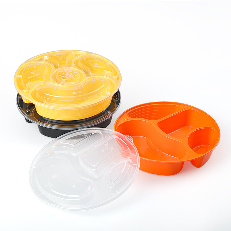 round 3 divided plastic food container disposable microwave safe