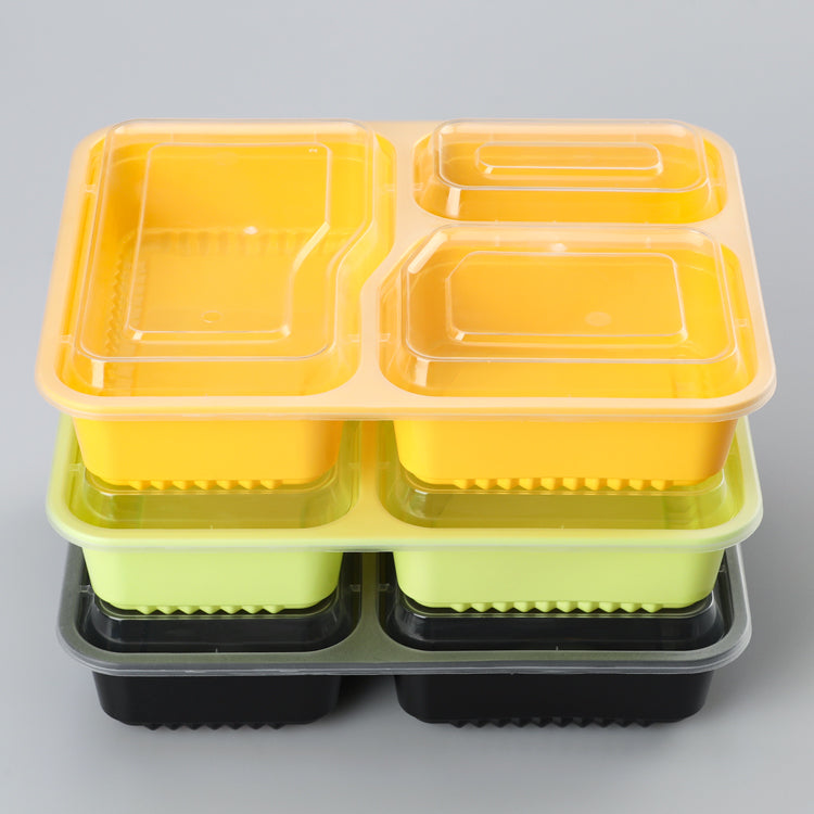 Free sample 3 Compartment Microwave Safe Food Container Divided Plate/Bento Box/Lunch Tray with Lid/Cover