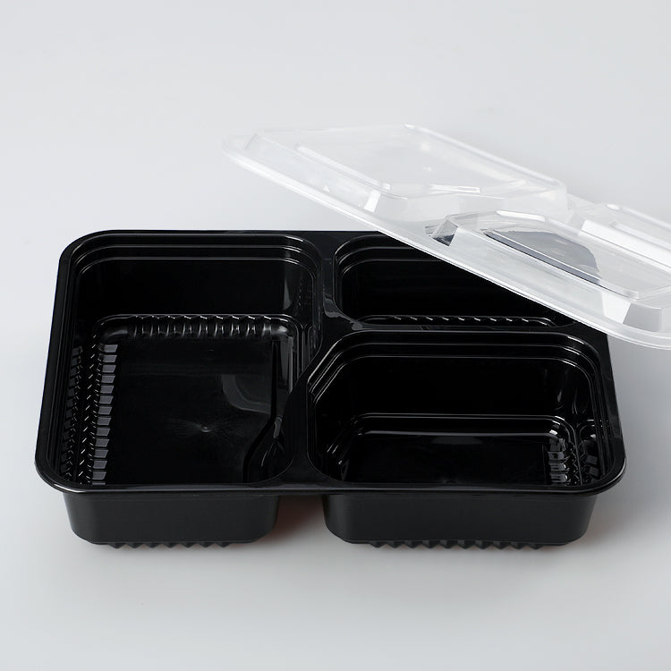 Free sample 3 Compartment Microwave Safe Food Container Divided Plate/Bento Box/Lunch Tray with Lid/Cover