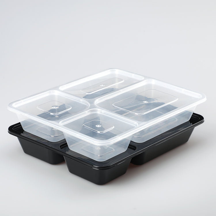 Take away disposable microwave safe 4 compartment lunch fast food takeaway box