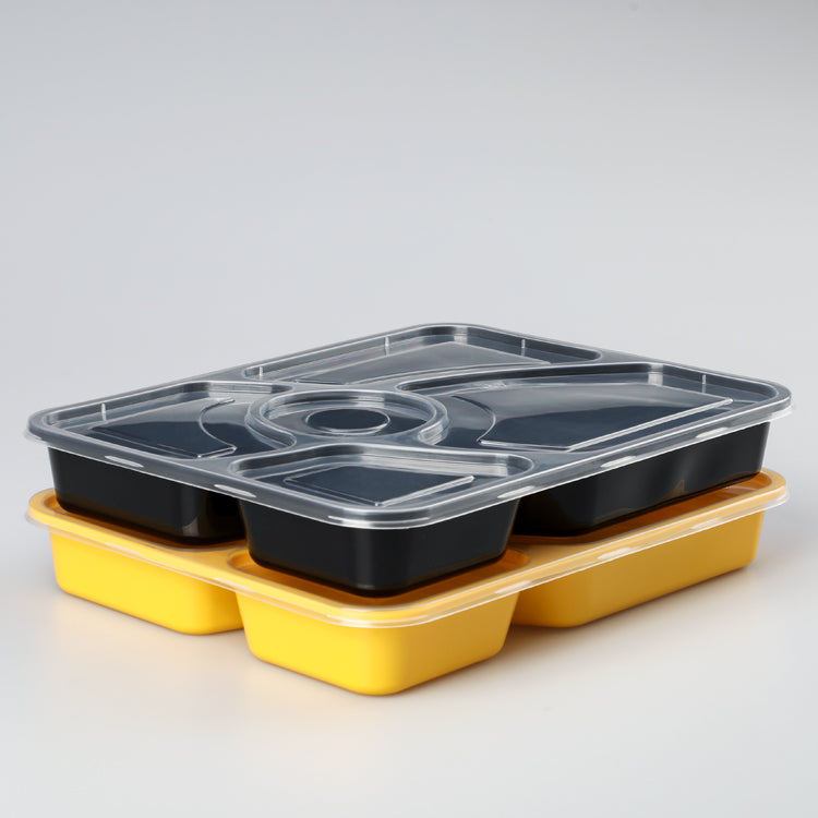 new design 5 compartment disposable plastic food container with lid