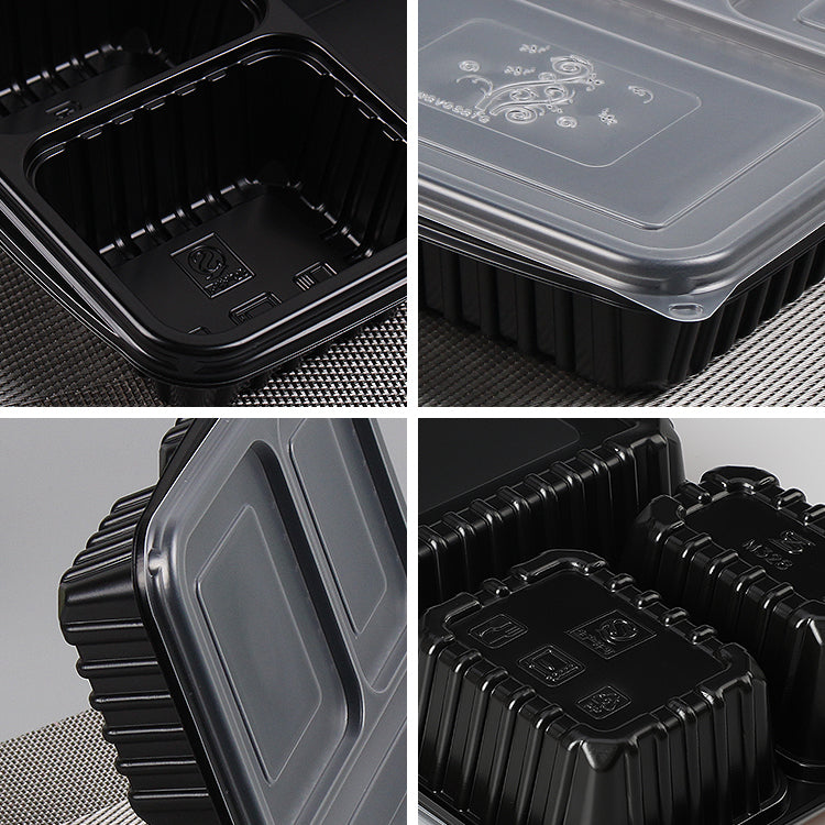 Disposable clear plastic take-out box and transparent lid