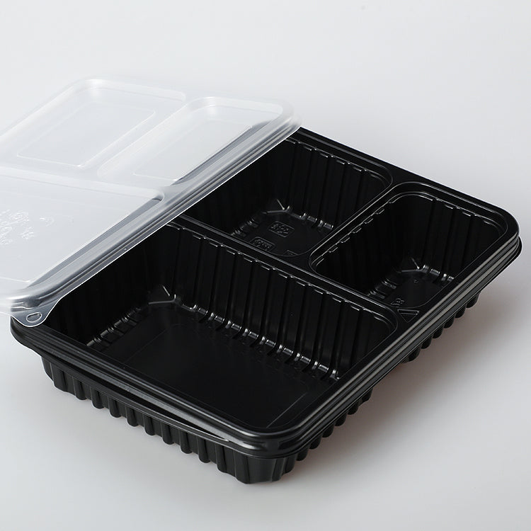 Disposable clear plastic take-out box and transparent lid