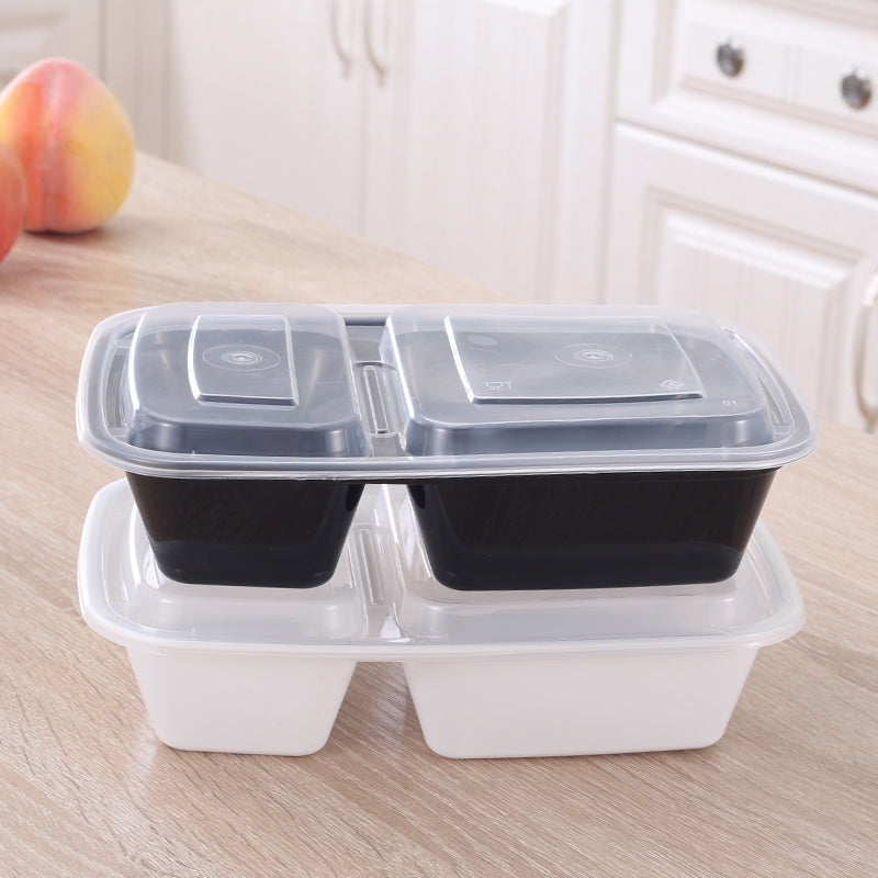 plastic food box container hot food takeaway box two compartment food container with airtight lid