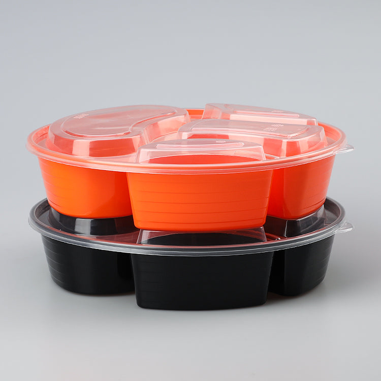 Factory Supply Disposable Plastic 5 Compartment Food Container Lunch Box