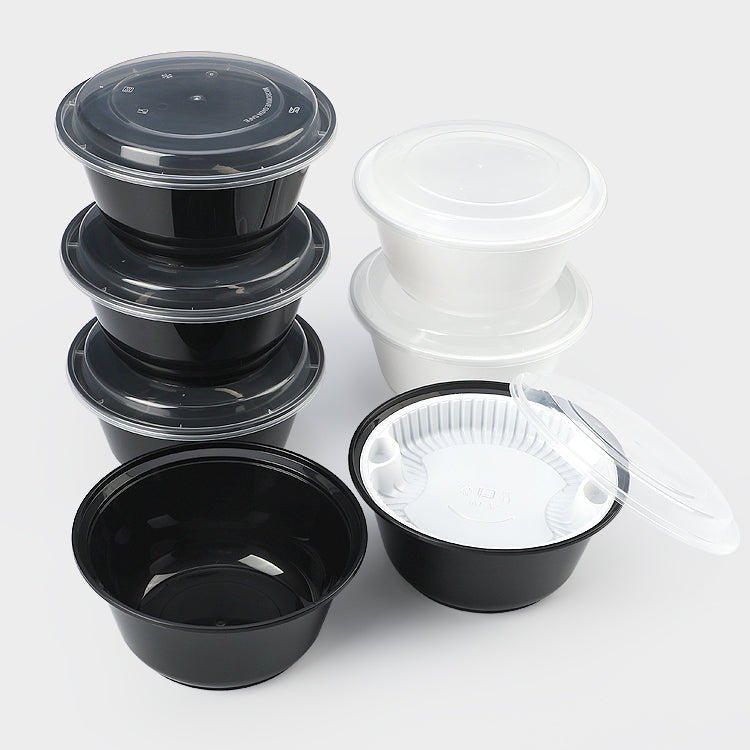 1000ml Round Bowl Black Disposable Take away Food packaging Box Container