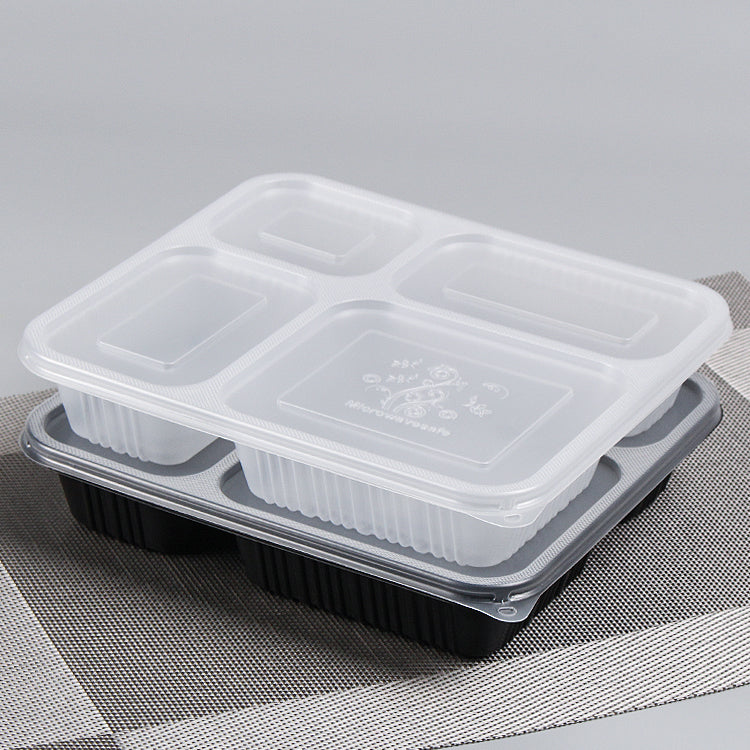 M458 plastic disposable 4 compartment microwave food container