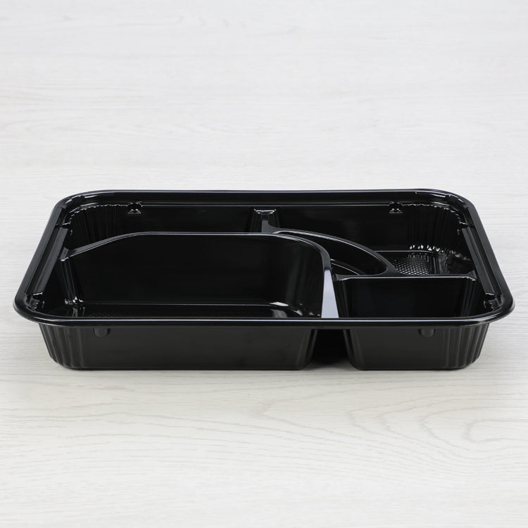 export thickness black plastic 5 compartment lunch container/takeaway bento box/takeout lunch box to America market