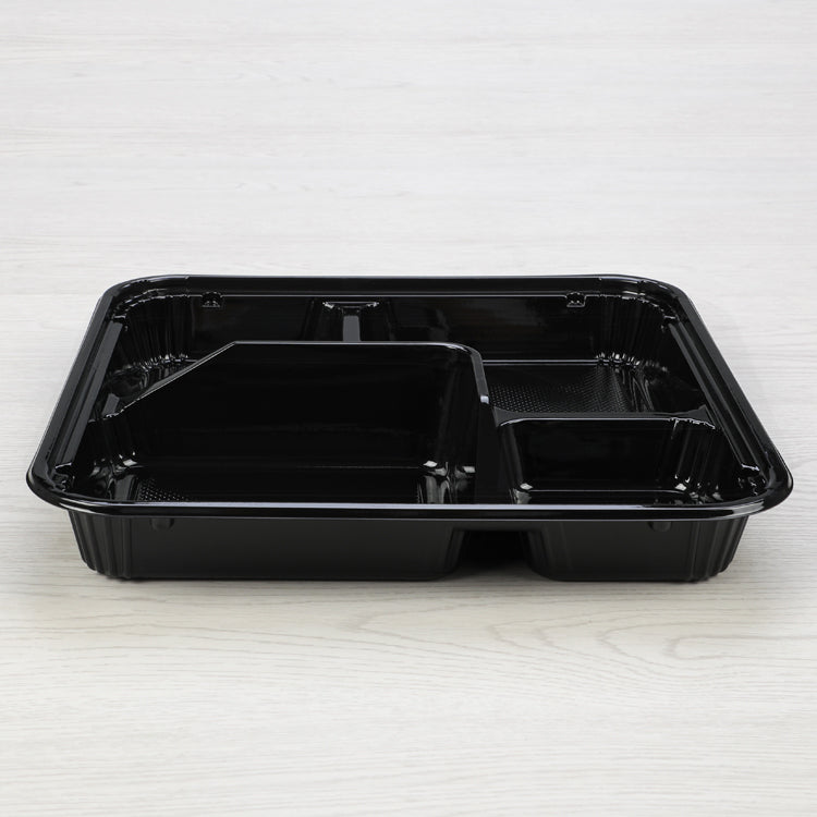 export thickness black plastic 5 compartment lunch container/takeaway bento box/takeout lunch box to America market