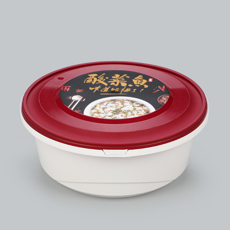 Large volume plastic food containers tamper evident round shape plastic bowl with lid