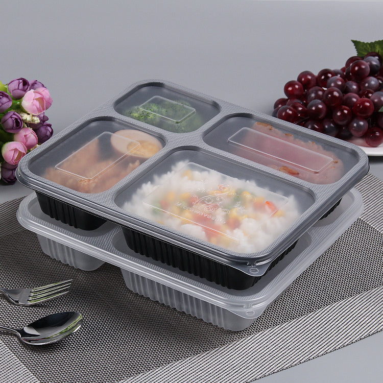 M458 plastic disposable 4 compartment microwave food container