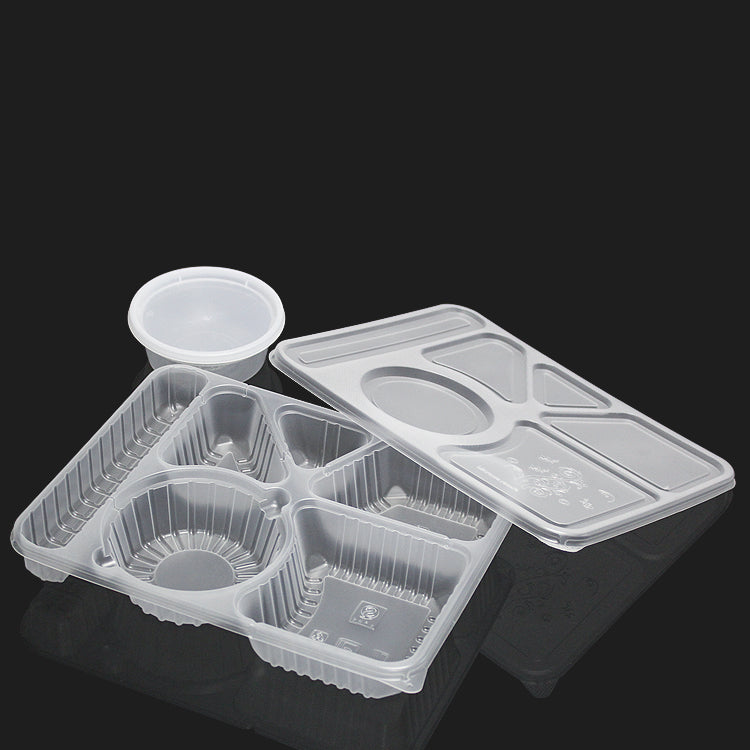 Microwavable bento box with 6 compartments disposable plastic lunch box for taking out