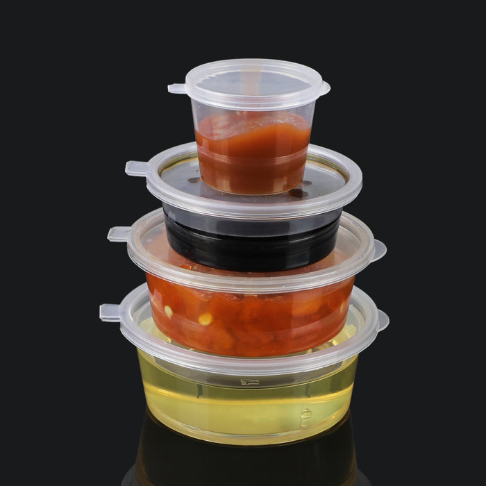 0.75/1/1.5/2/3/4/5oz  High Quality Plastic Packaging Containers Plastic Bowls Disposable Sauce Cup With Lid