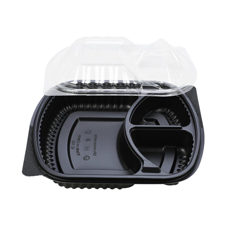 Eco friendly black plastic rectangle food container / disposable sushi box plastic storage box