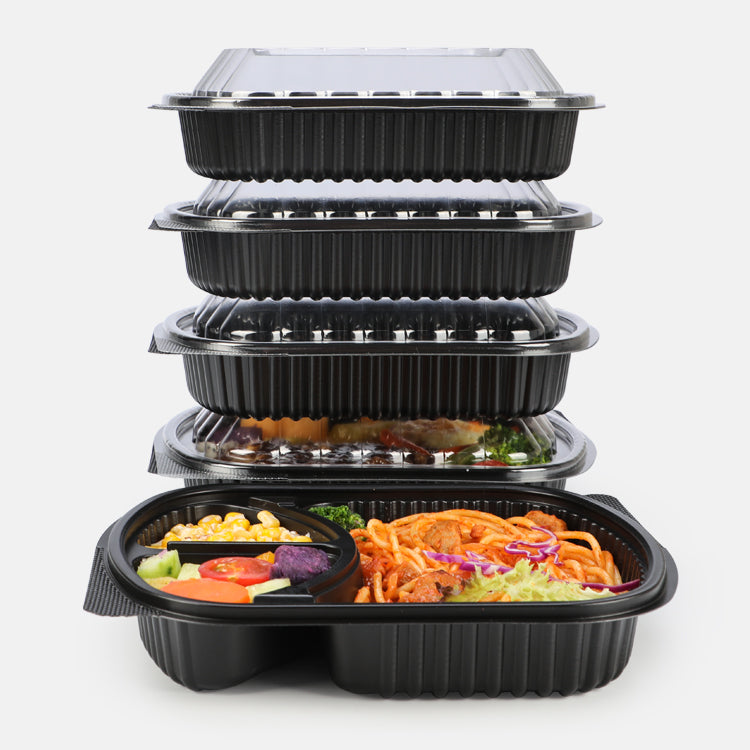 Eco friendly black plastic rectangle food container / disposable sushi box plastic storage box