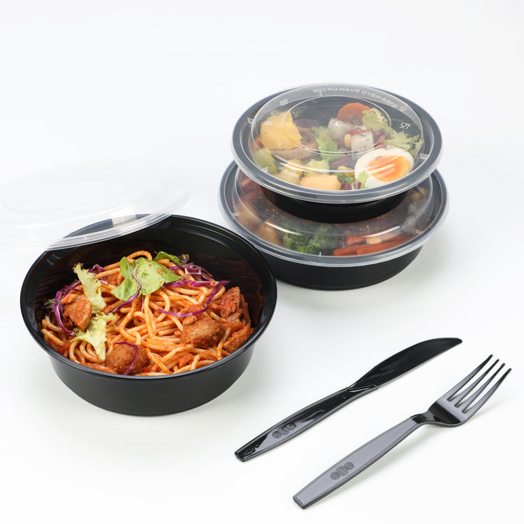 1000ml Round Bowl Black Disposable Take away Food packaging Box Container