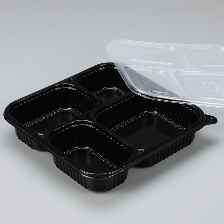 takeaway microwavable plastic disposable 4 compartment bento food storage lunch boxes