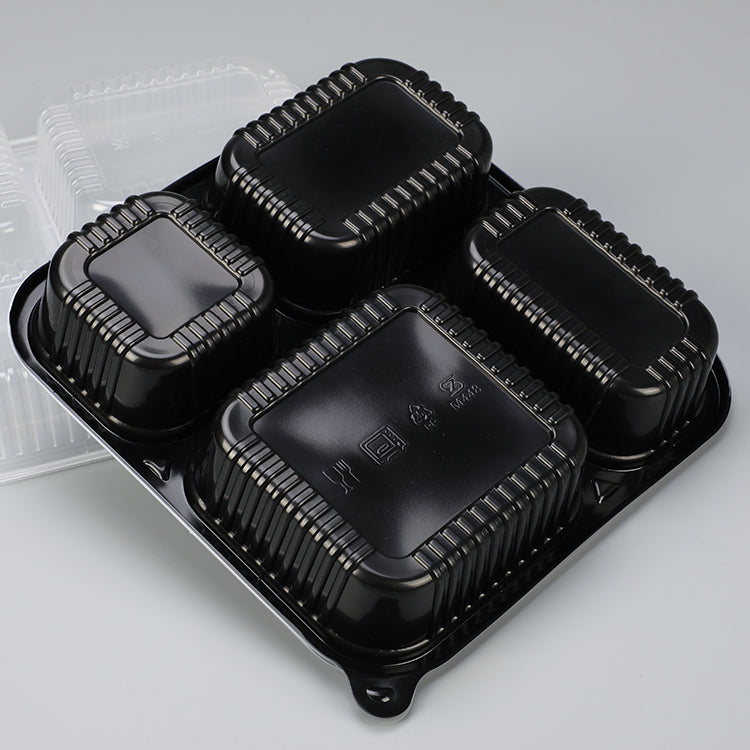 takeaway microwavable plastic disposable 4 compartment bento food storage lunch boxes