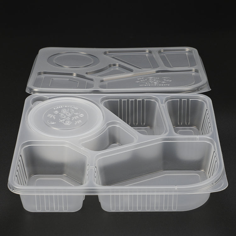 Takeaway 6 compartment modern plastic lunch box