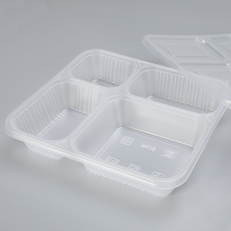 M458 plastic disposable 4 compartment microwave food container