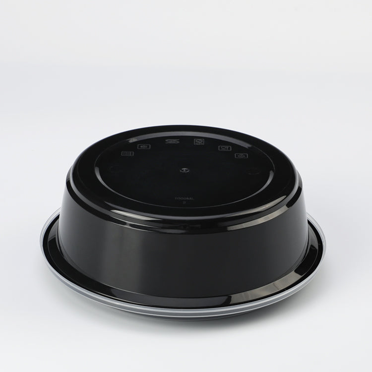 1000ml Round Bowl Black Disposable Take away Food packaging Box Container