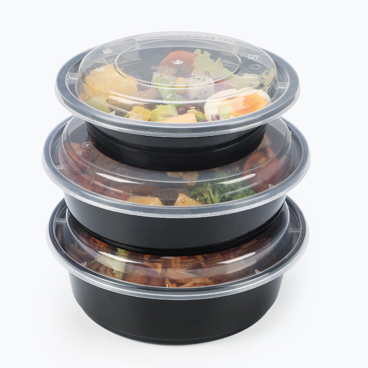 1000ml Round Bowl Black Disposable Take away Food packaging Box Container