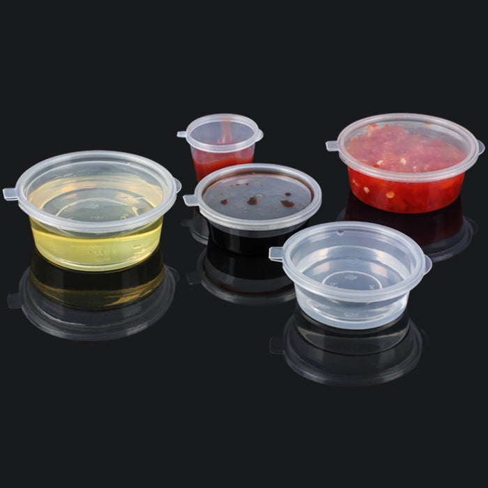 0.75/1/1.5/2/3/4/5oz  High Quality Plastic Packaging Containers Plastic Bowls Disposable Sauce Cup With Lid