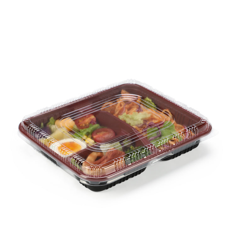 Disposable Plastic Bento Lunch Box with 3 Compartment