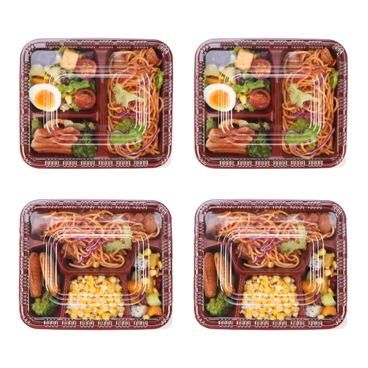 Disposable Plastic Bento Lunch Box with 3 Compartment