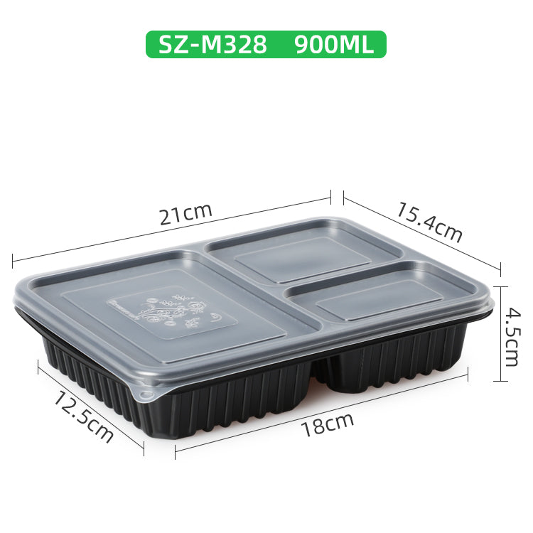 Disposable clear plastic take-out box and transparent lid