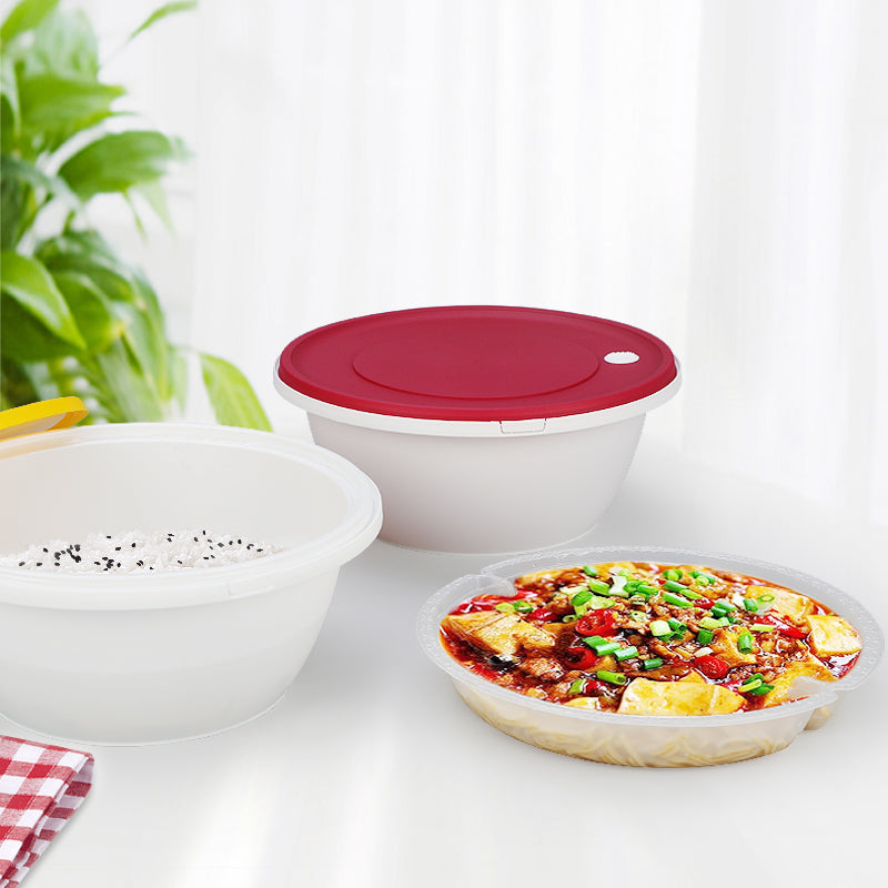 Disposable hot soup bowl microwavable plastic bowl with tamper evident seal