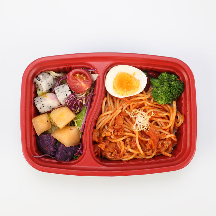 rectangular disposable plastic food container 2 compartment