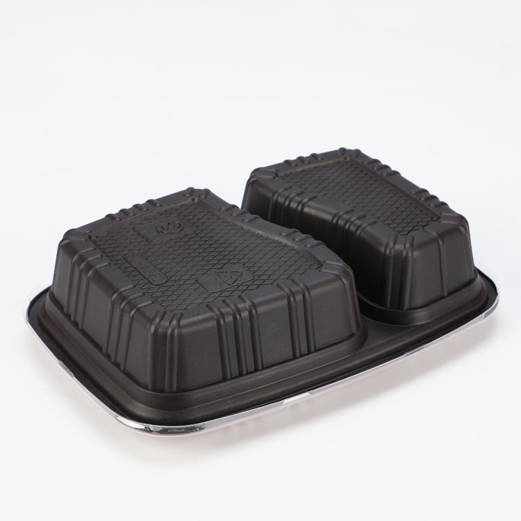 rectangular disposable plastic food container 2 compartment