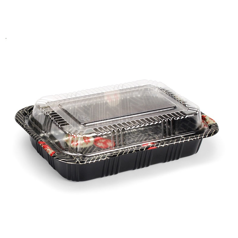 Eco friendly black plastic rectangle food container / disposable sushi box plastic storage box