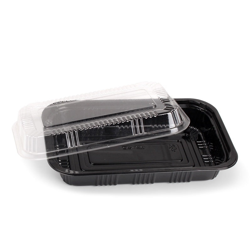 Eco friendly black plastic rectangle food container / disposable sushi box plastic storage box