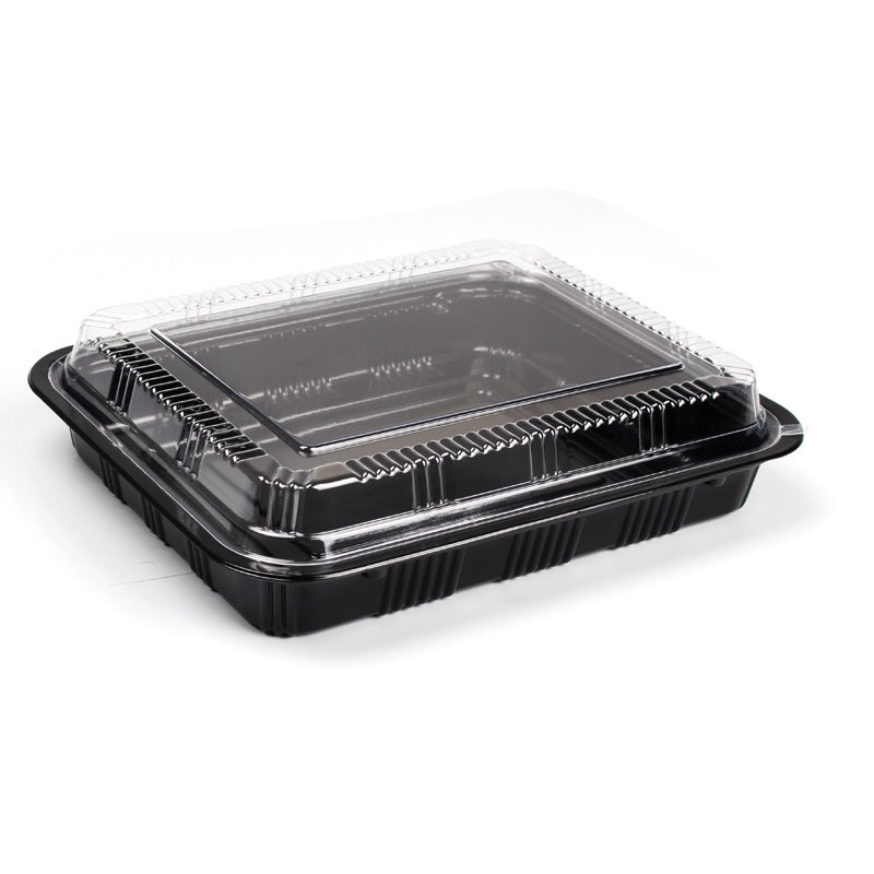 Eco friendly black plastic rectangle food container / disposable sushi box plastic storage box