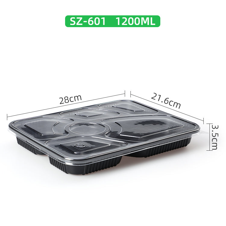 6 compartment plastic food storage container with cover