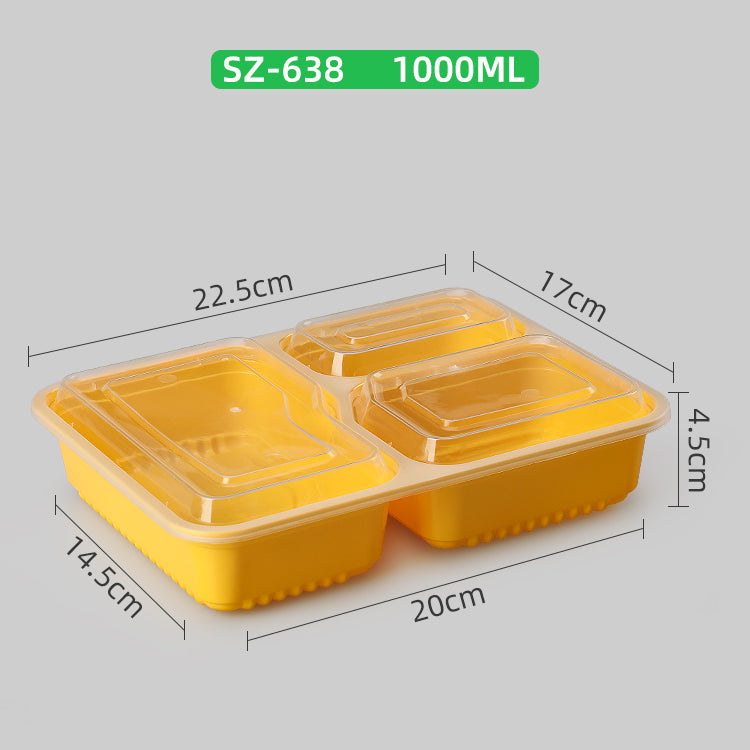 Free sample 3 Compartment Microwave Safe Food Container Divided Plate/Bento Box/Lunch Tray with Lid/Cover