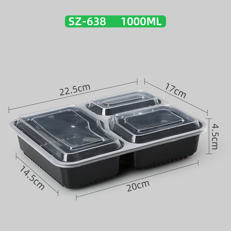 Free sample 3 Compartment Microwave Safe Food Container Divided Plate/Bento Box/Lunch Tray with Lid/Cover