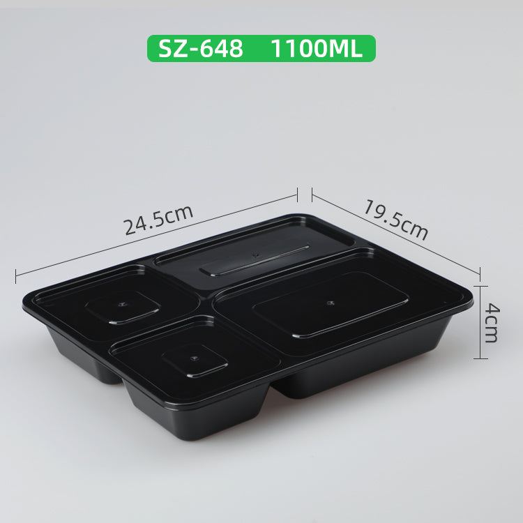 Take away disposable microwave safe 4 compartment lunch fast food takeaway box